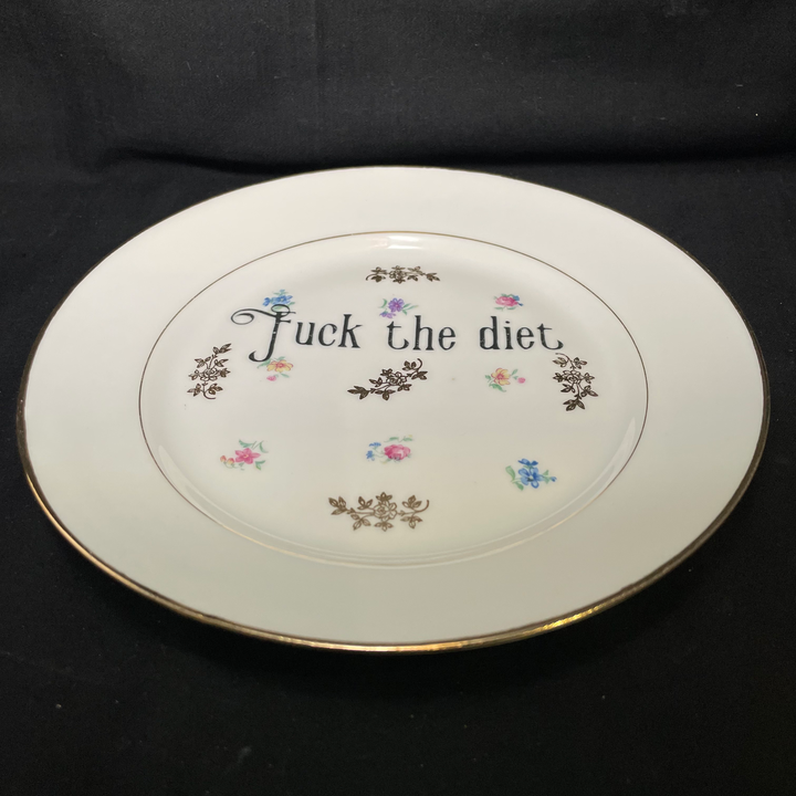Fuck the diet, Unique Wall Art,Kitsch,lgbtq, vintage french porcelain gift