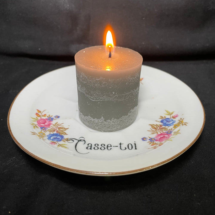 Casse toi, Candle Holder, Funny China,Vintage Porcelain,Insult Rude gift