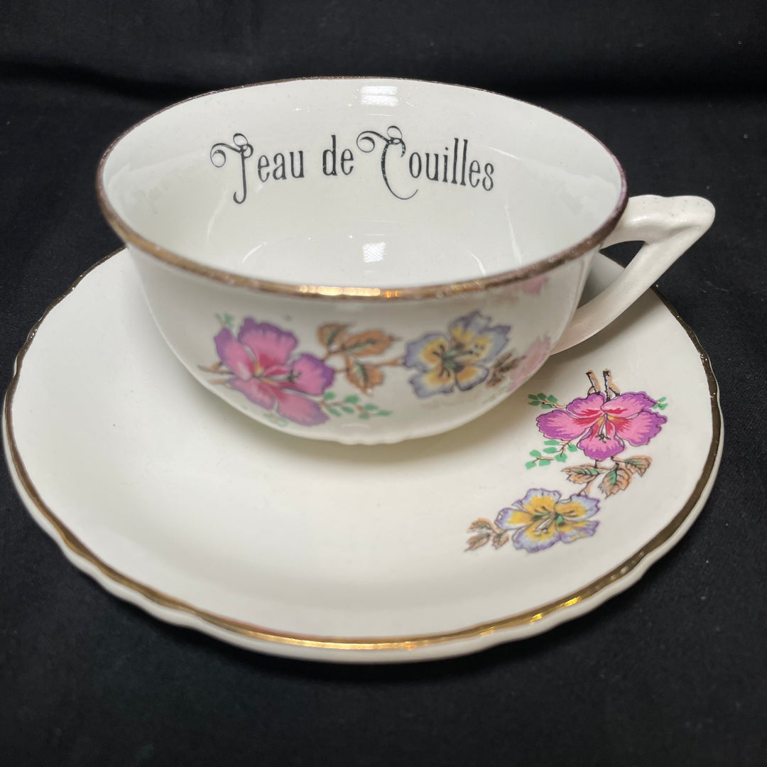 Peau de Couilles vulgar funny upcycled vintage unique French porcelain gift
