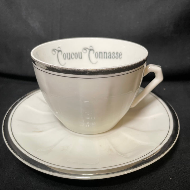 Rude Cup,Coucou Connasse ,Upcycled Unique Vintage coffee,insulte tasse
