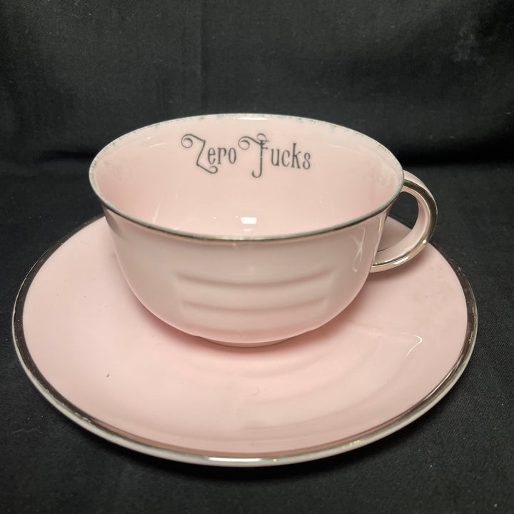 Zero Fucks vulgar funny upcycled vintage unique French porcelain gift