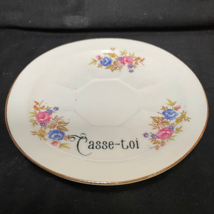 Casse toi, Candle Holder, Funny China,Vintage Porcelain,Insult Rude gift
