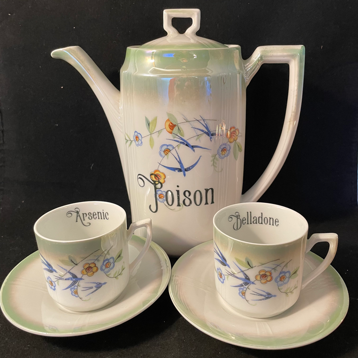 Poison Tea Set,Unique upcycled French vintage porcelain, funny rude gift