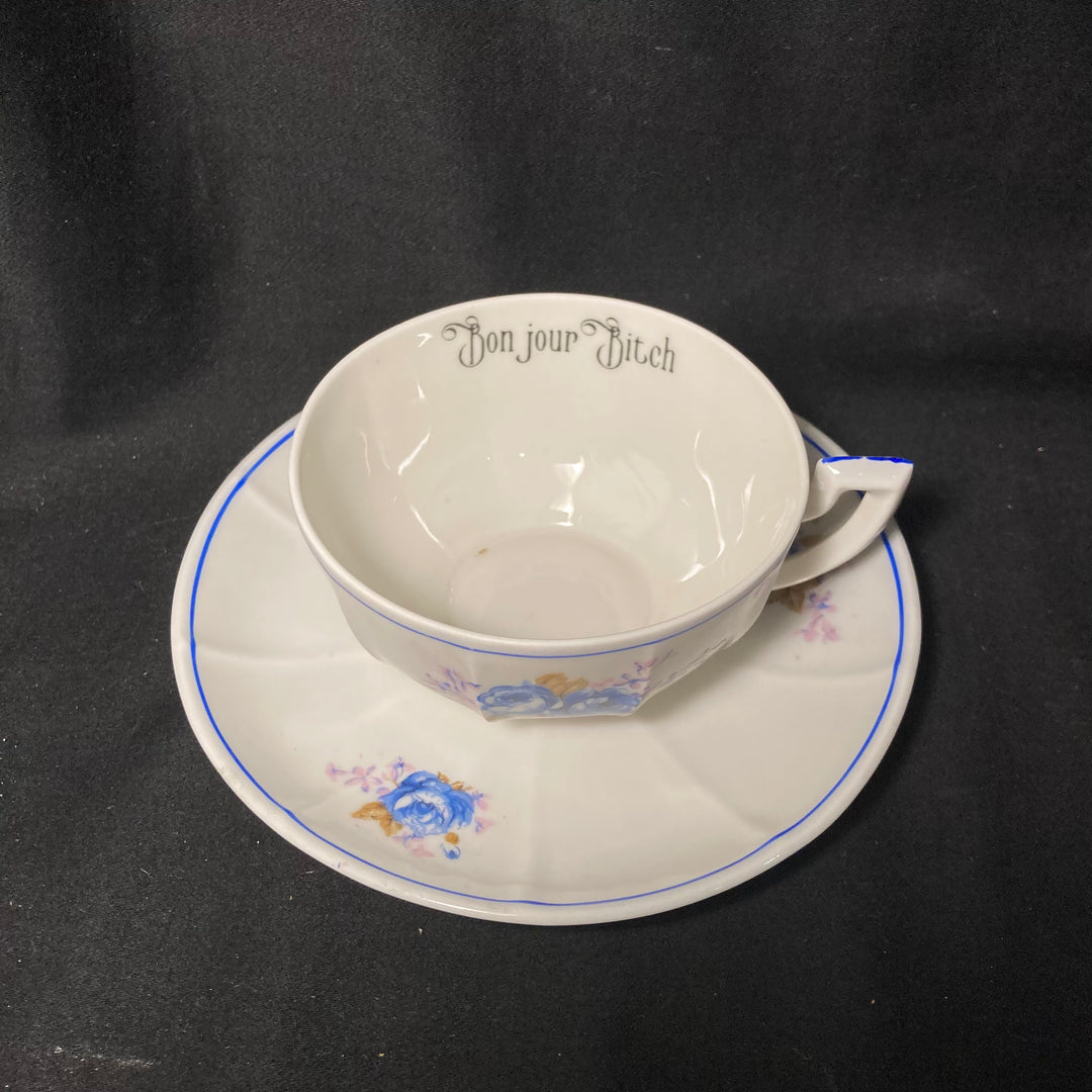 Bonjour Grognasse, Tasse à expresso vulgaire, tasse jurons recyclée drôle, vintage