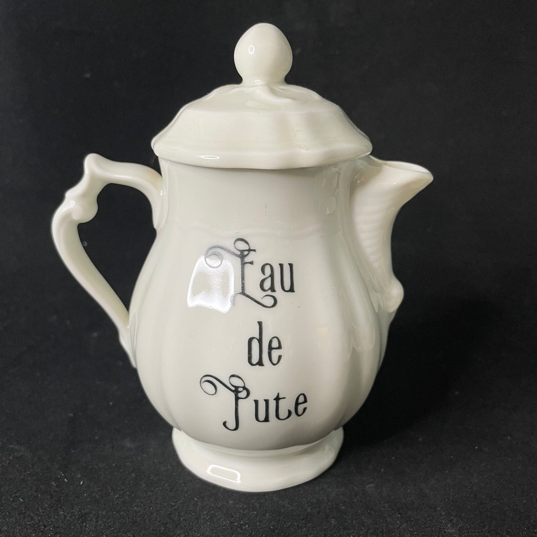 Eau de pute coffee set, Funny Unique Upcycled vintage French porcelaine gift