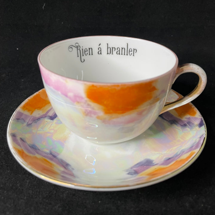 Insult Tea Cup,Rien a branler,Vintage Insult Rude Funny Tea Cup,lgbtq gift