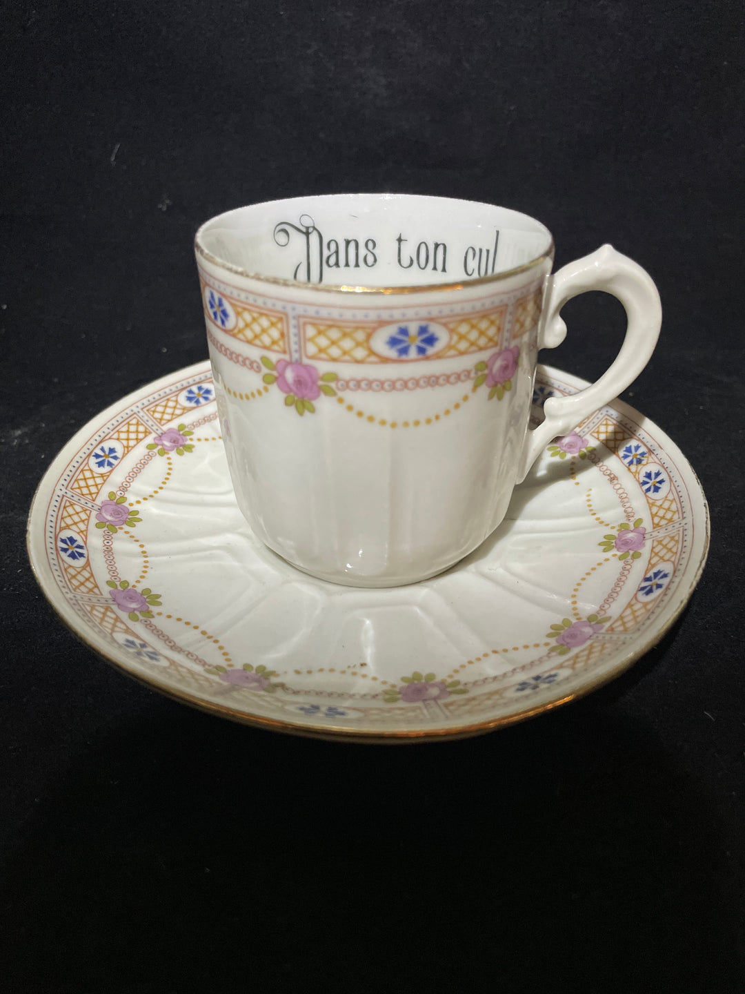 Funny Espresso Cup, Dans ton cul  ,Vintage Rude Unique Upcycled Insult lgbtq gift