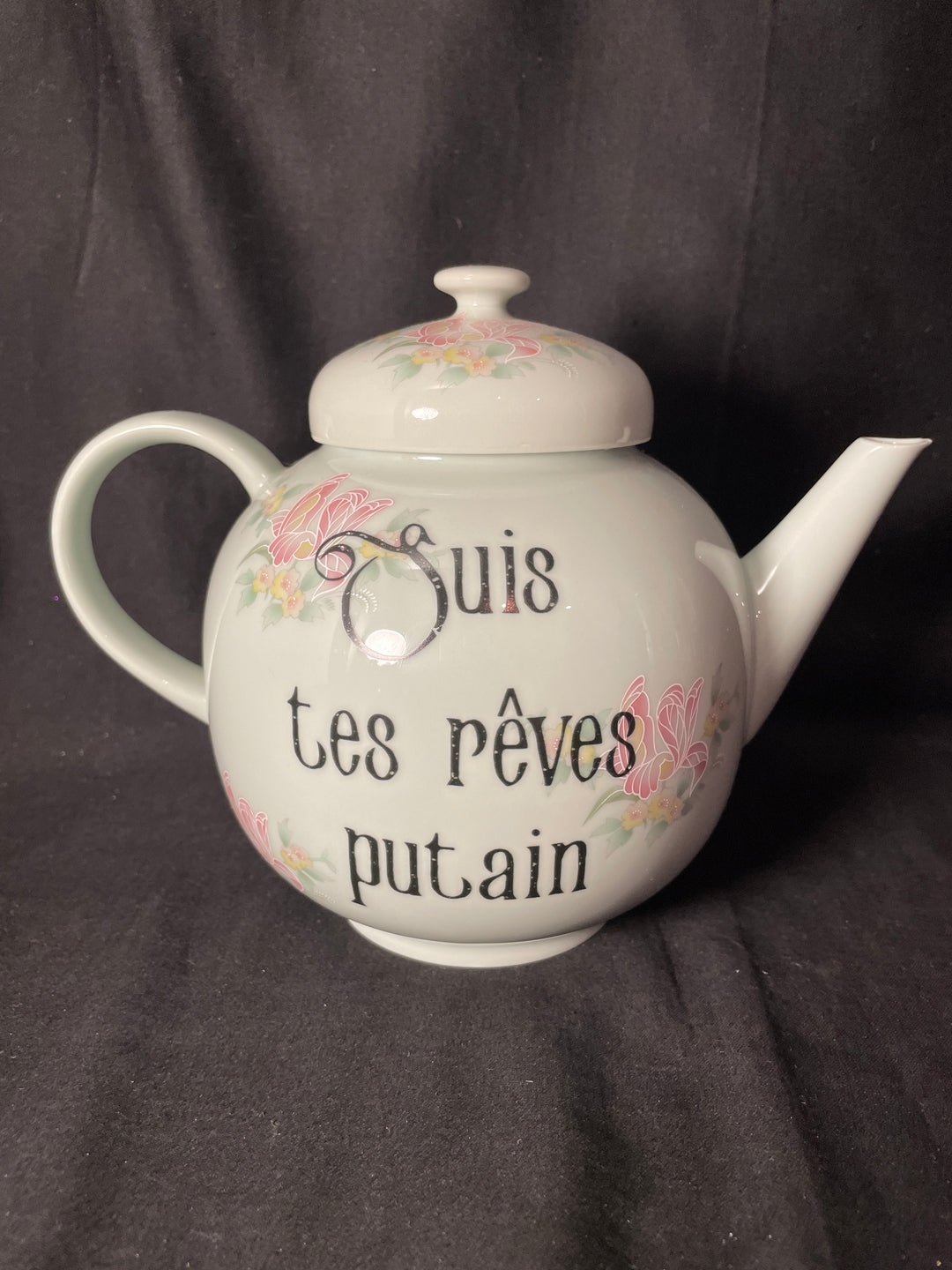 Théière amusante, chatte, thé français vintage, cadeau recyclé, lgbtq, mariage, cadeau
