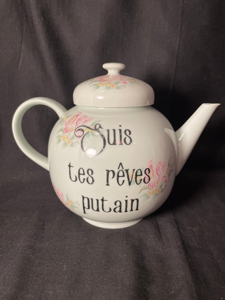 Théière amusante, chatte, thé français vintage, cadeau recyclé, lgbtq, mariage, cadeau