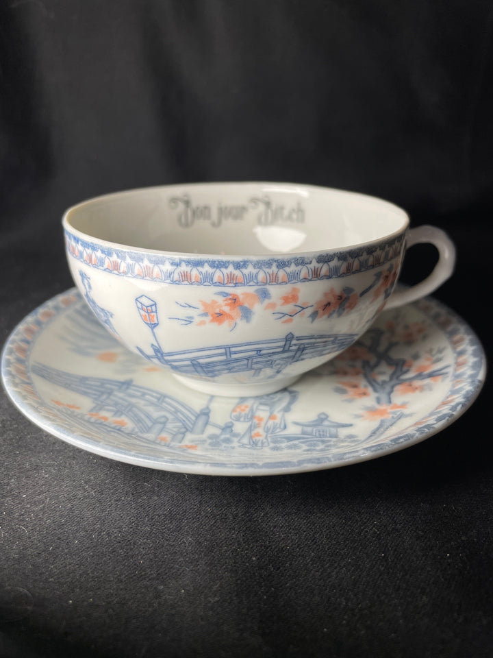 Bonjour Grognasse, Tasse à expresso vulgaire, tasse jurons recyclée drôle, vintage