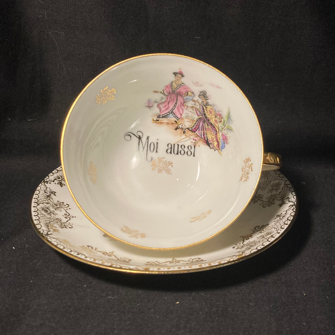 Service à café "Eau de pute", cadeau original et rigolo en porcelaine vintage française recyclée