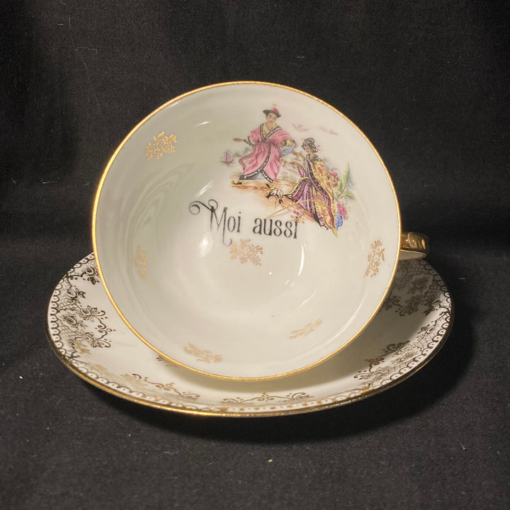 Service à café "Eau de pute", cadeau original et rigolo en porcelaine vintage française recyclée