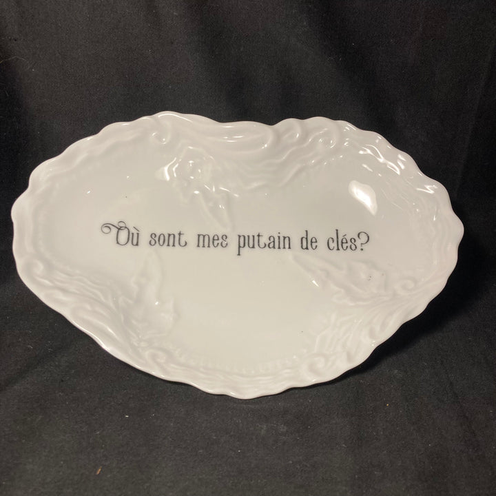 Funny Key Tray, Ou sont mes putains de cles?  Unique wedding housewarming gift, vulgar funny porcelain