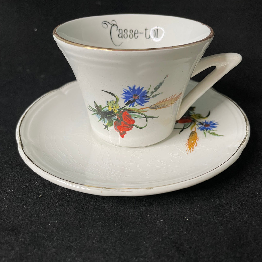 Vulgar espresso / coffee cup,Casse toi ,Vintage Rude Unique Gift,Upcycled,Birthday