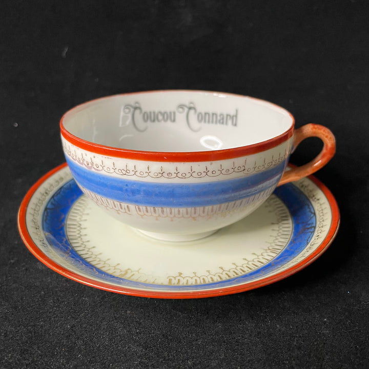 Coucou Connard, espresso cup, vintage upcycled French porcelain gift