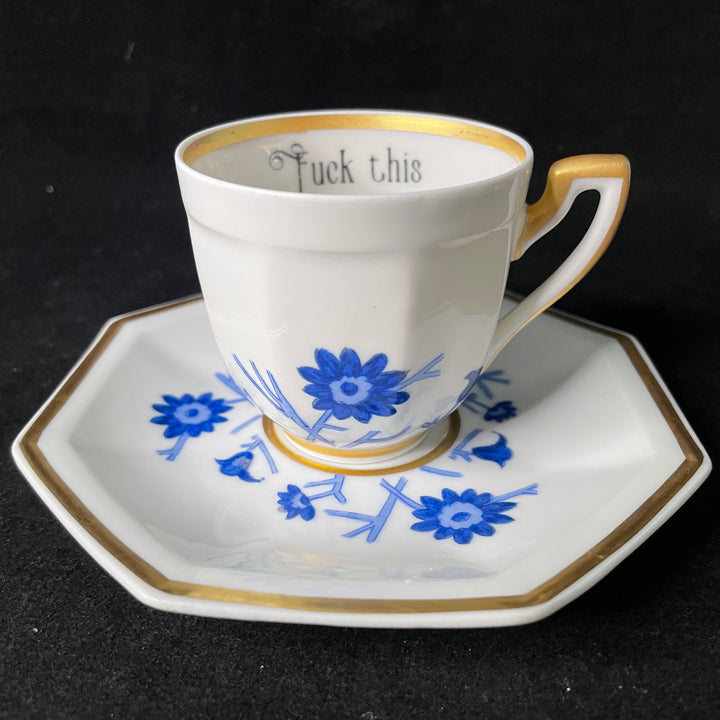 Service à café "Eau de pute", cadeau original et rigolo en porcelaine vintage française recyclée