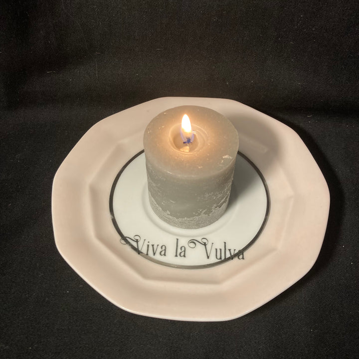 Candle Holder, Viva la vulva, Funny China,Vintage Porcelain,Insult Rude