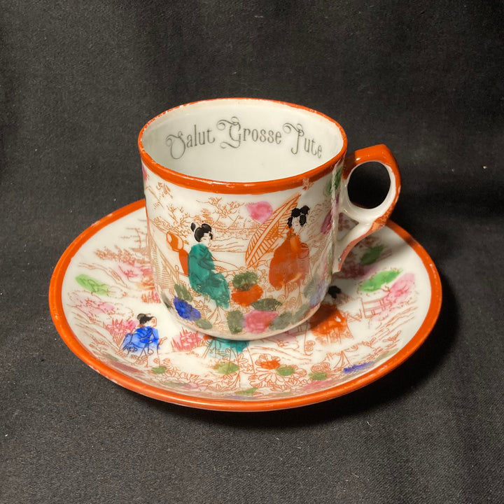 Tasse à expresso « Salut Grosse Pute », vulgaire, amusante, upcyclée, vintage, cadeau français unique