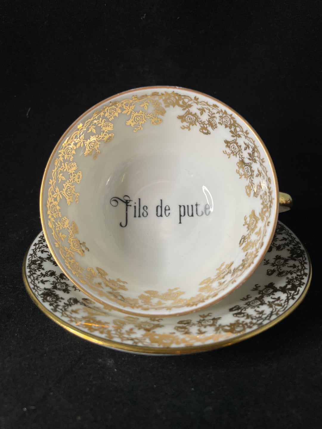 Fils de pute, tasse à expresso, cadeau en porcelaine française vintage recyclée