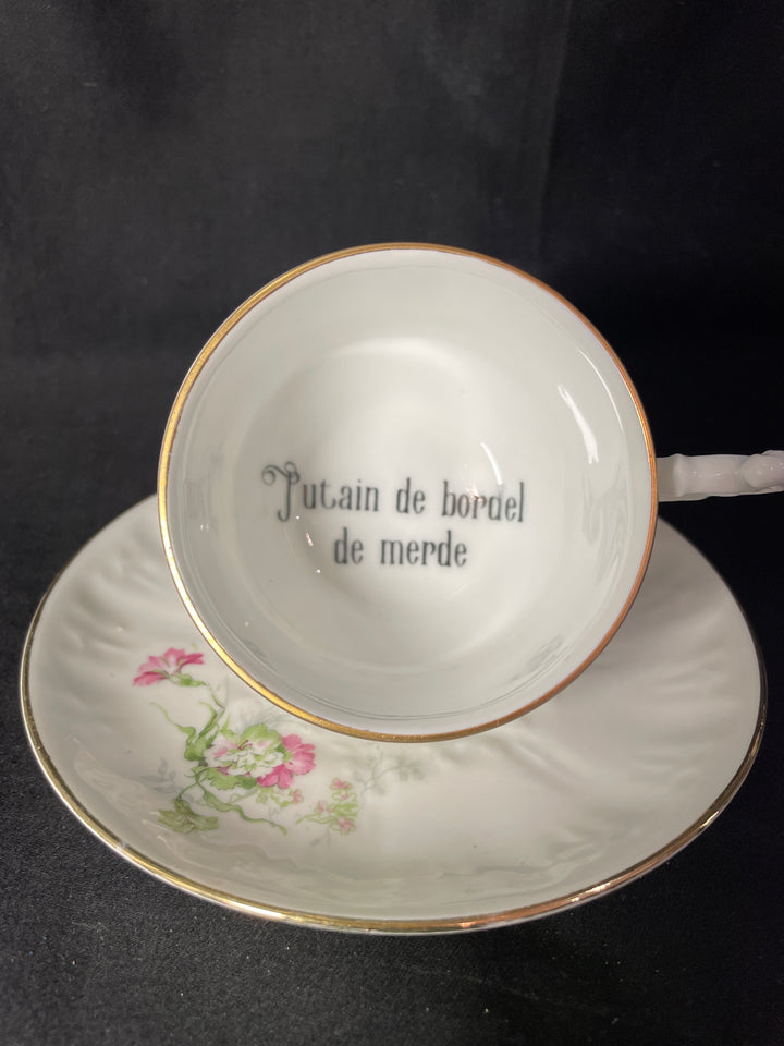 Bonjour Grognasse, Tasse à expresso vulgaire, tasse jurons recyclée drôle, vintage