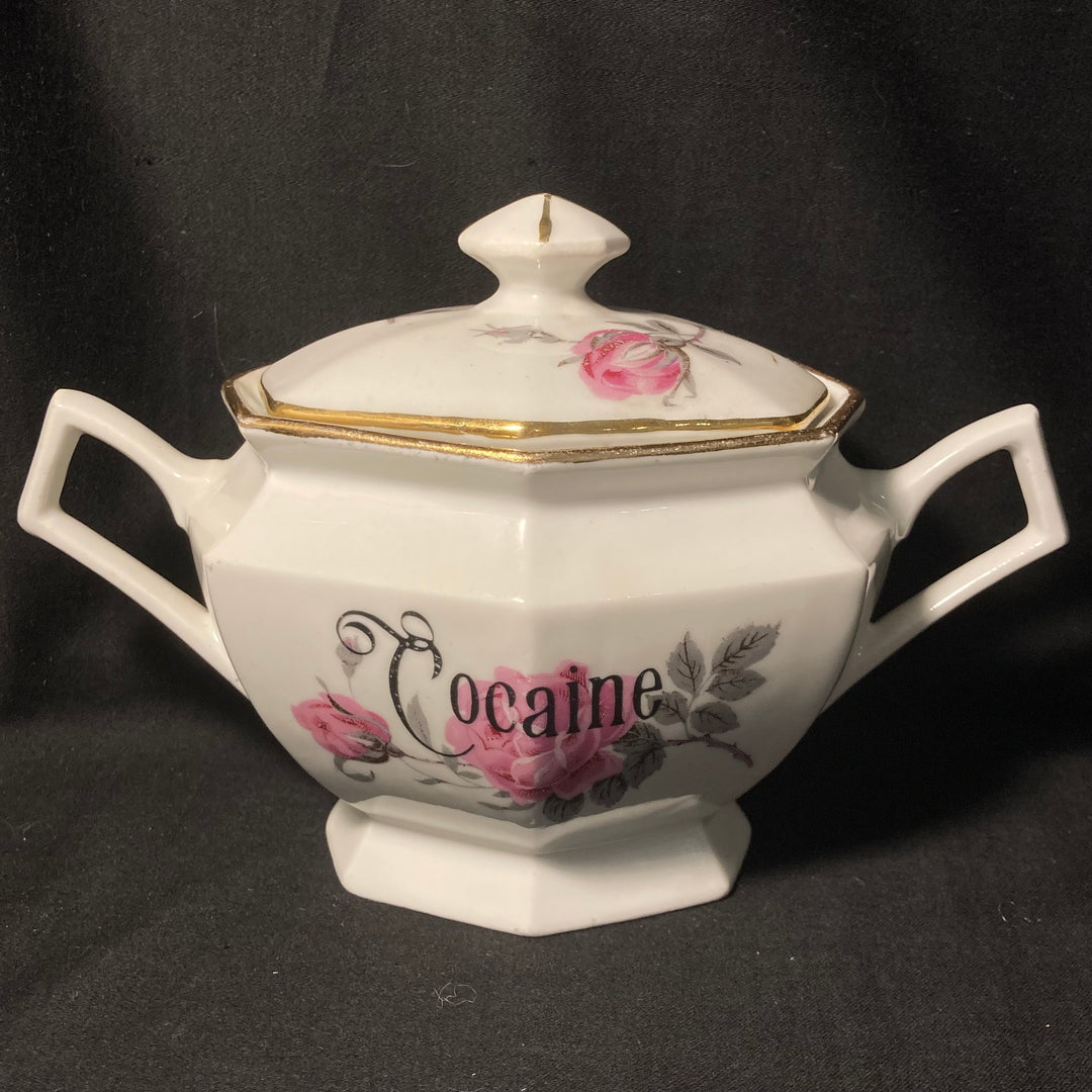 "Cocaine" Unique Funny Upcycled Vintage Drug sugar pot apothecary gift