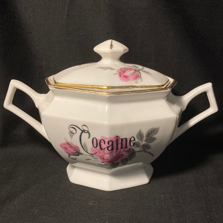 "Cocaine" Unique Funny Upcycled Vintage Drug sugar pot apothecary gift