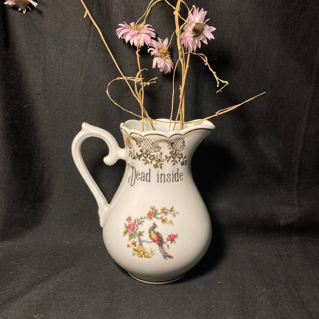 Funny French Bud Vase, Dead inside, Rude Tableware,Vintage porcelain gift