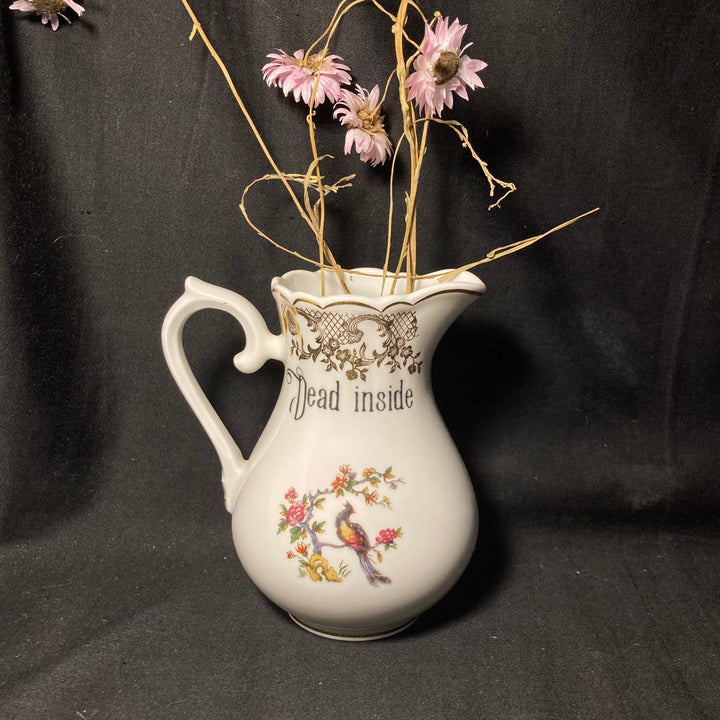 Funny French Bud Vase, Dead inside, Rude Tableware,Vintage porcelain gift