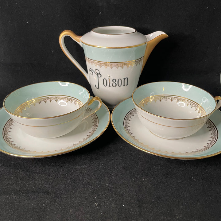 Poison Tea Set,Unique upcycled French vintage porcelain, funny rude gift