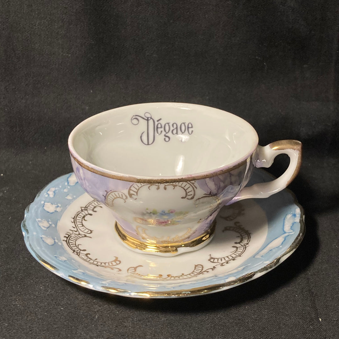Tasse à thé vulgaire, Dégage connard, Porcelaine de Limoges vintage recyclée, cadeau