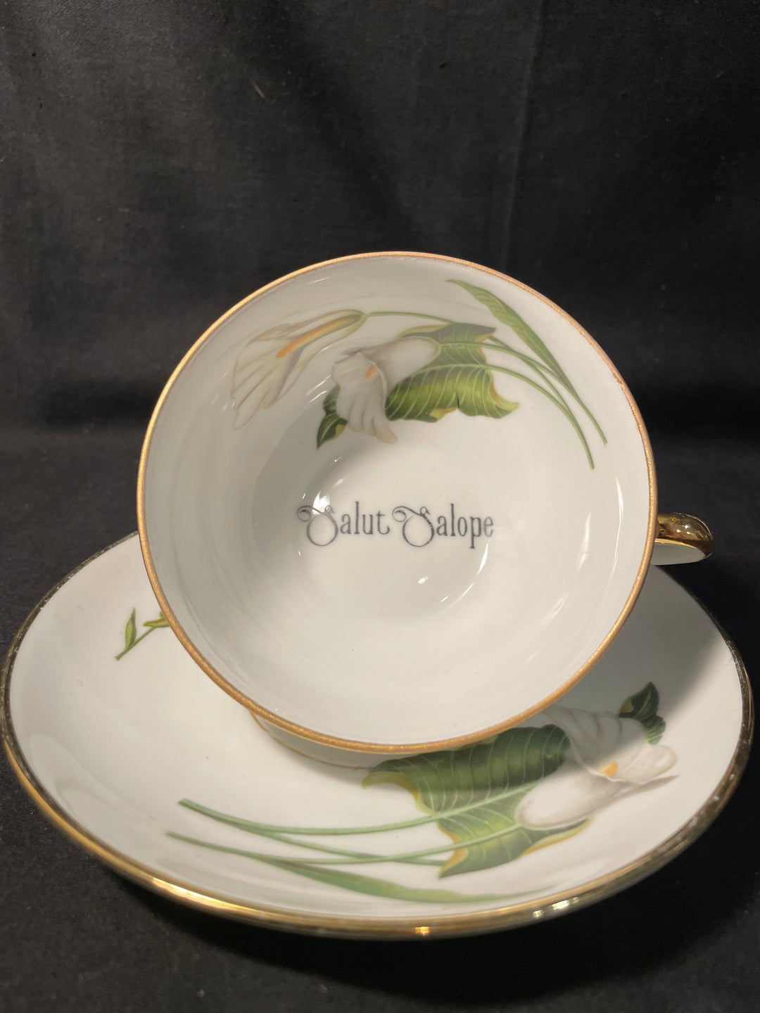 Vulgar teacup, Salut Salope,Vintage Upcycled Porcelain,Insult funny gift