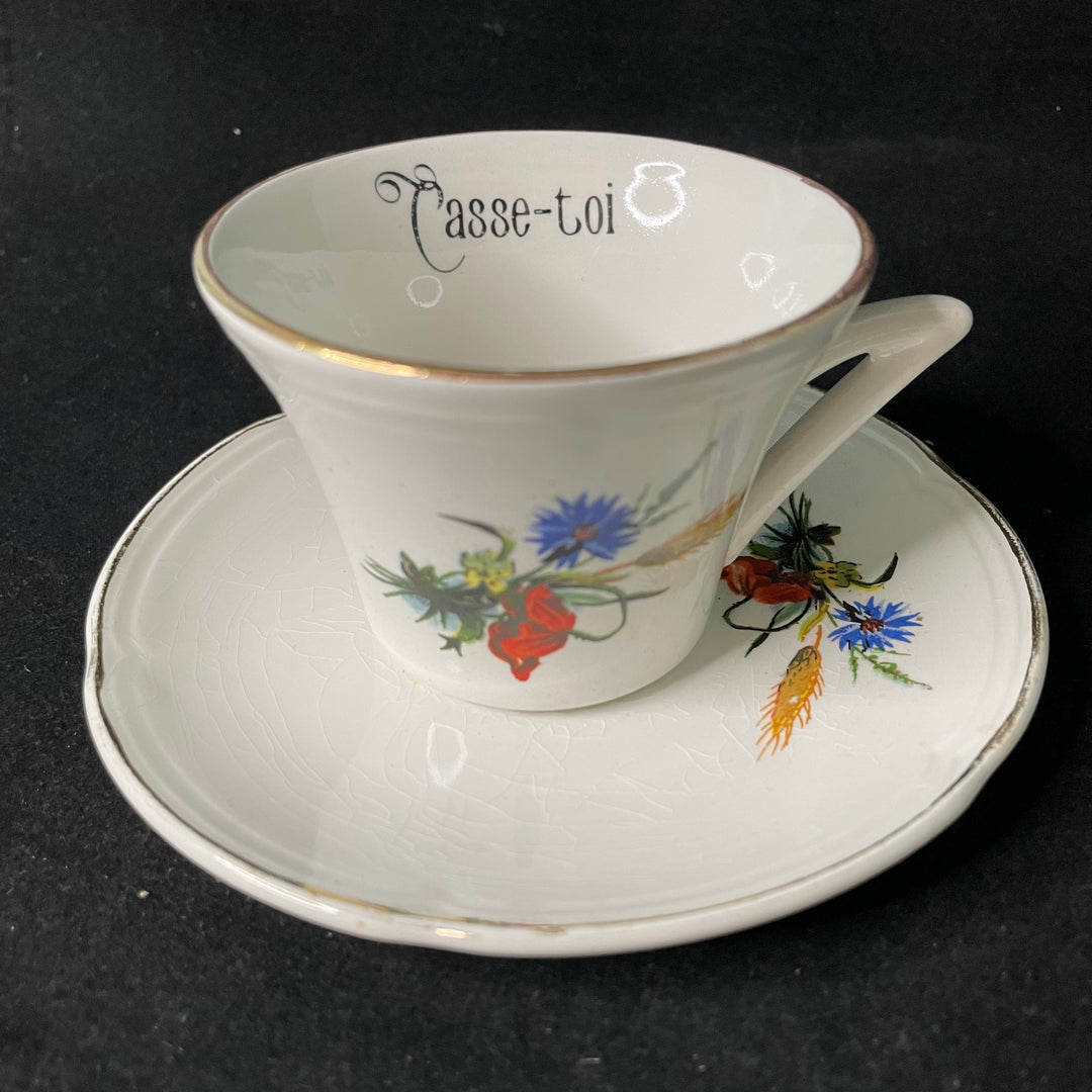 Vulgar espresso / coffee cup,Casse toi ,Vintage Rude Unique Gift,Upcycled,Birthday