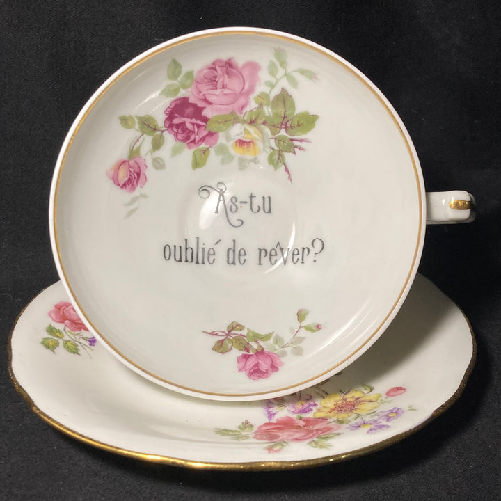 Porcelaine française vintage unique recyclée, cadeau insolite "J&
