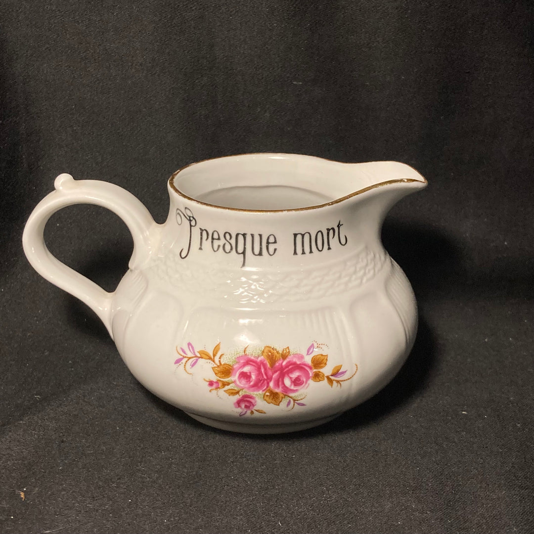 Funny French Bud Vase, Presque mort, Rude Tableware,Vintage porcelain gift