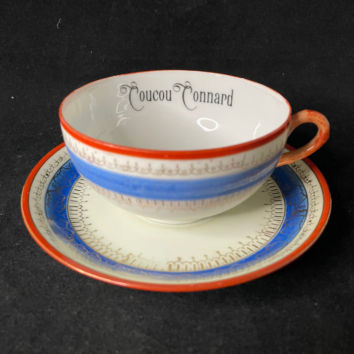 Coucou Connard, espresso cup, vintage upcycled French porcelain gift