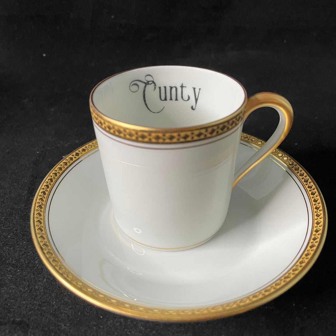 Cunty, funny, vintage upcycled porcelain, bone china, vulgar unique gift