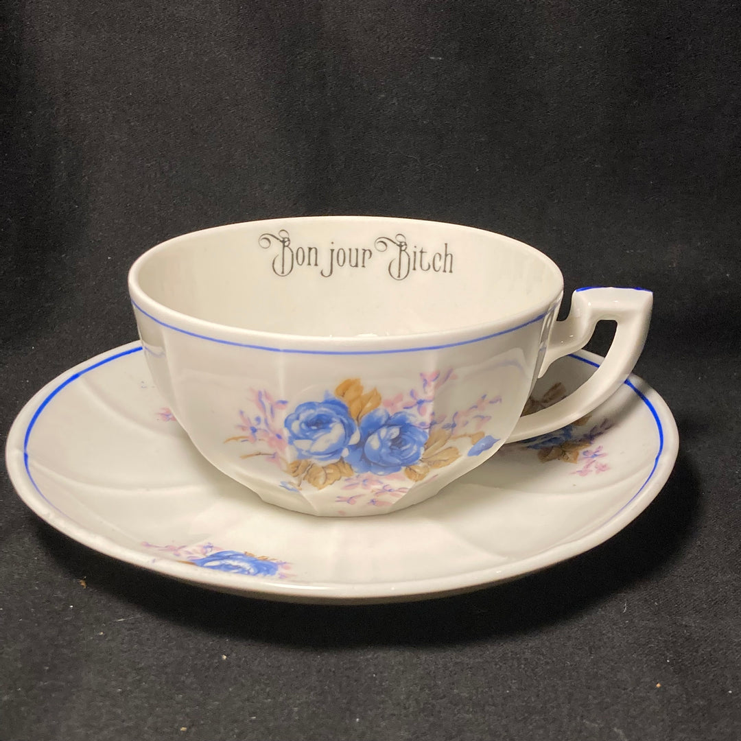 Bonjour Grognasse, Tasse à expresso vulgaire, tasse jurons recyclée drôle, vintage
