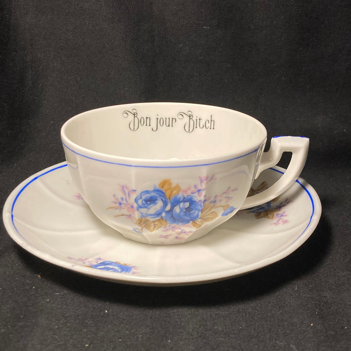 Bonjour Grognasse, Tasse à expresso vulgaire, tasse jurons recyclée drôle, vintage