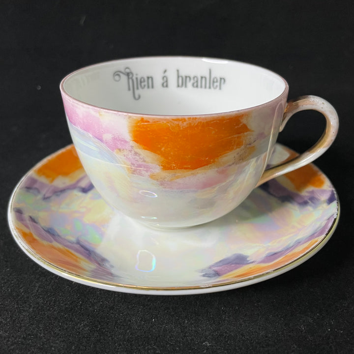 Insult Tea Cup,Rien a branler,Vintage Insult Rude Funny Tea Cup,lgbtq gift