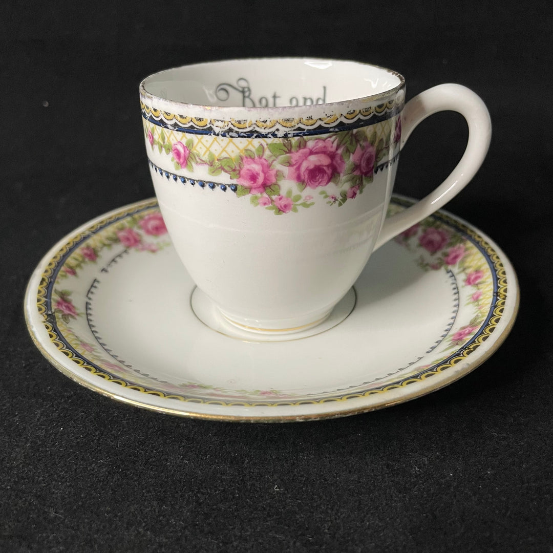 Tasse vulgaire, Vous avez été empoisonnée, Porcelaine de Limoges vintage recyclée