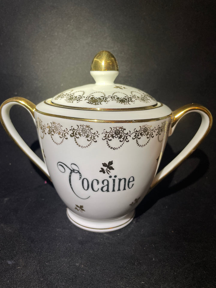 Sugar Pot, Cocaine, Unique Funny Upcycled Vintage Stash, Apothecary rude gift, Durrant &amp; Dove