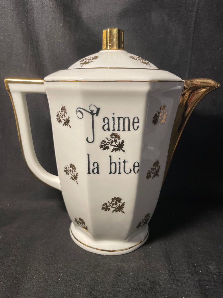 Théière amusante, chatte, thé français vintage, cadeau recyclé, lgbtq, mariage, cadeau