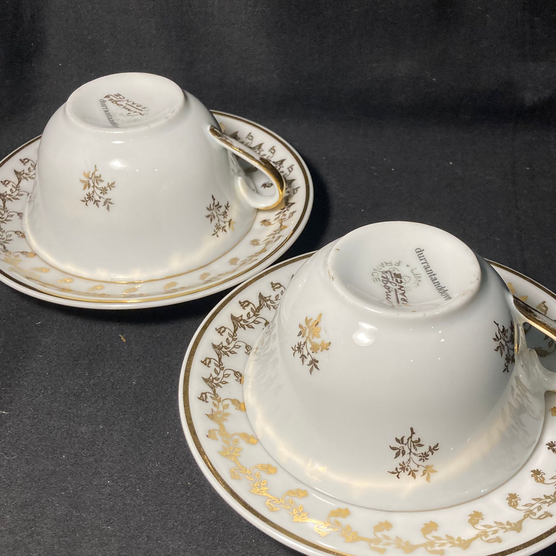 Two tea cups - Crache et Avale, Unique upcycled vintage french porcelain, tasse jurons