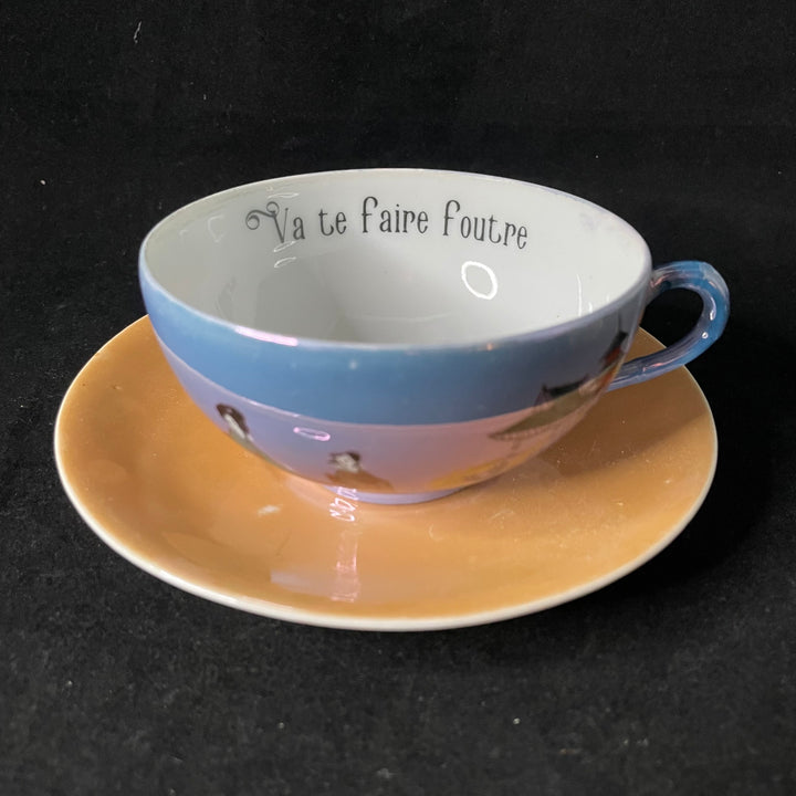 Va te faire foutre funny cup, rude upcycled vintage unique porcelain gift