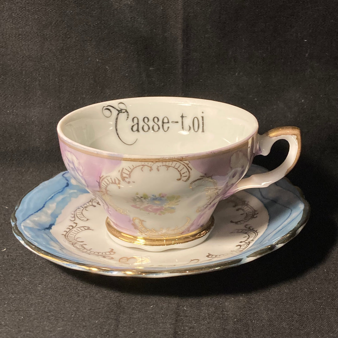 Vulgar espresso cup,Casse toi ,Vintage Rude Unique Gift,Upcycled,Birthday gift tasse jurons