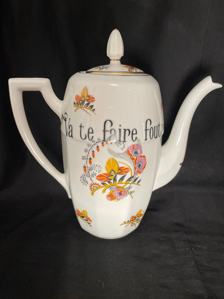 Théière amusante, chatte, thé français vintage, cadeau recyclé, lgbtq, mariage, cadeau