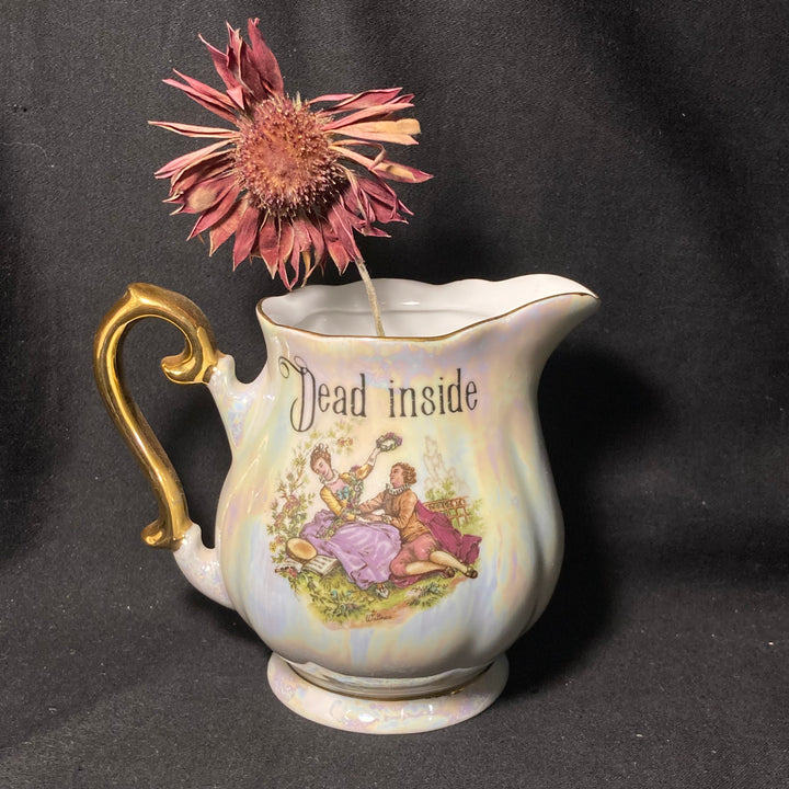 Funny French Bud Vase, Dead inside, Rude Tableware,Vintage porcelain gift