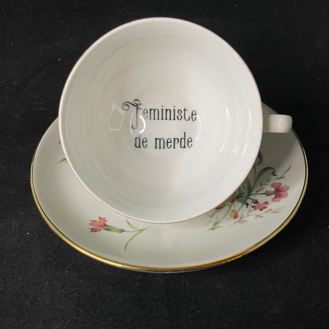 Féministe de merde, cadeau amusant et unique en porcelaine française recyclée