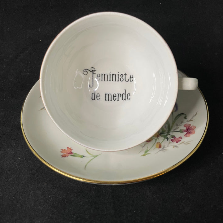 Féministe de merde, cadeau amusant et unique en porcelaine française recyclée