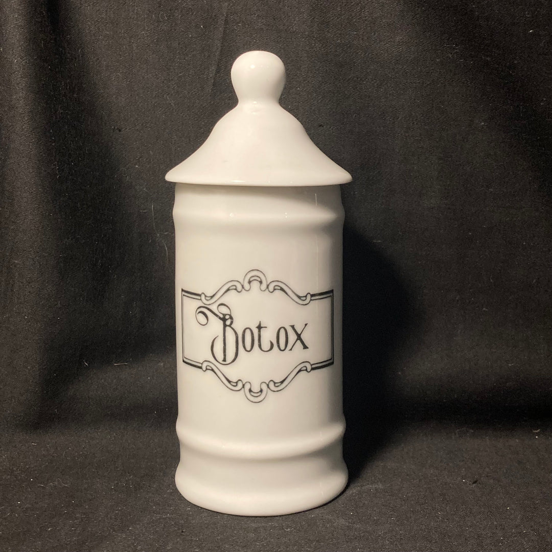 Botox, vintage apothecary pharmacy jar, funny upcycled Limoges porcelaine gift